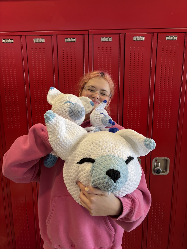 A handmade plush toy symbolizing the heart of From Hooks to Hope's mission