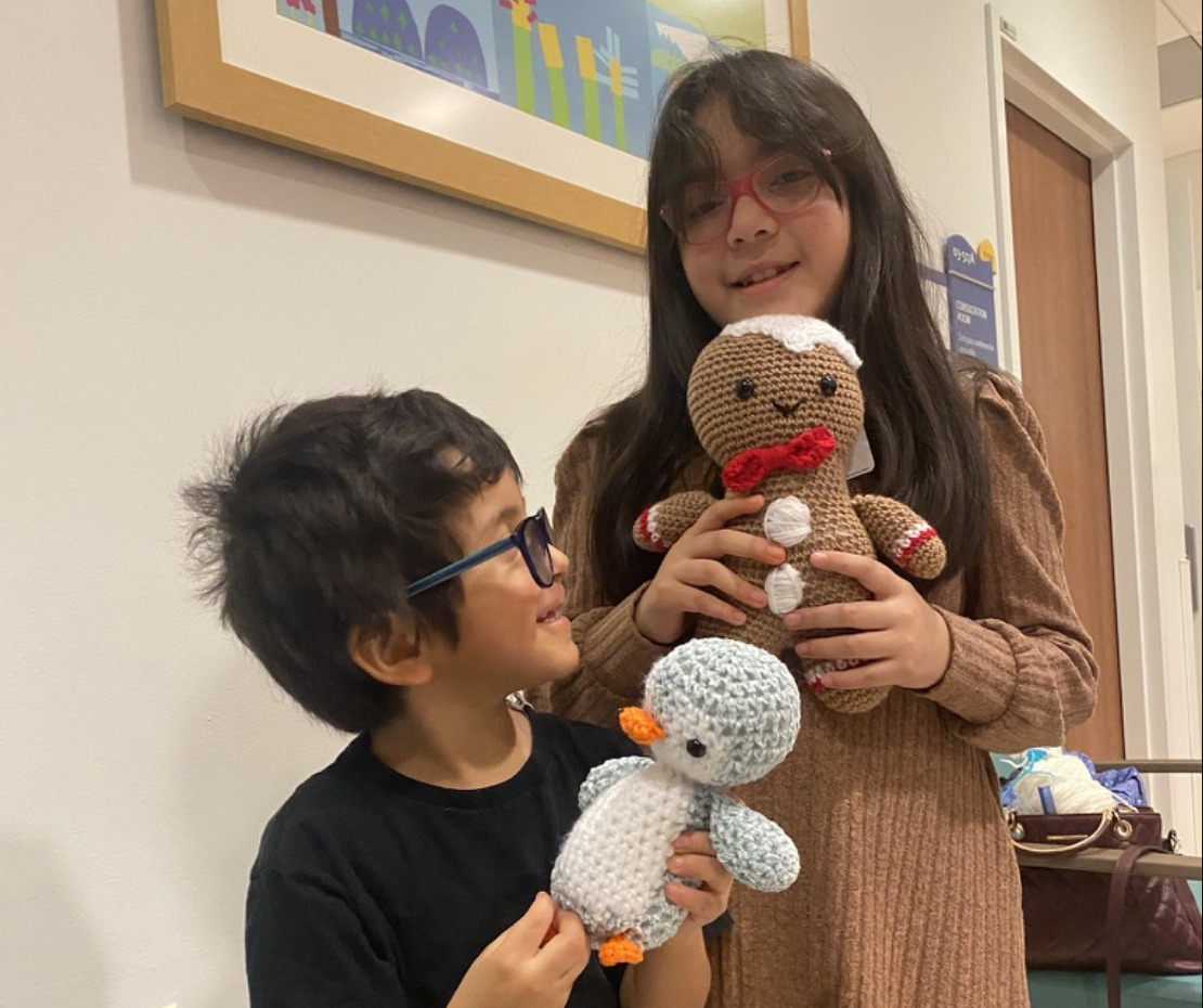 Crocheted plush toys from the Winter Wonderland Drive